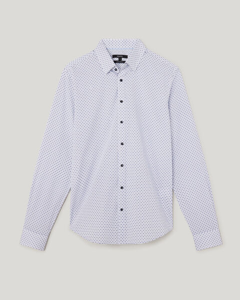 Geo Dot Printed Long Sleeve Shirt, Blue, hi-res
